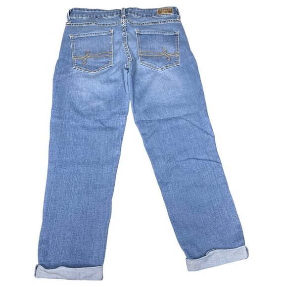 2 Denizen by Levis Modern Crop Womens Jeans light Blue Denim Cuffed Hem Stretchy - Picture 2 of 9